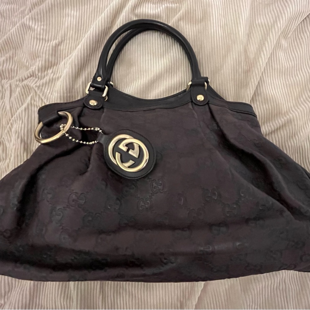Gucci Brown Tote Bag with Gold Accents